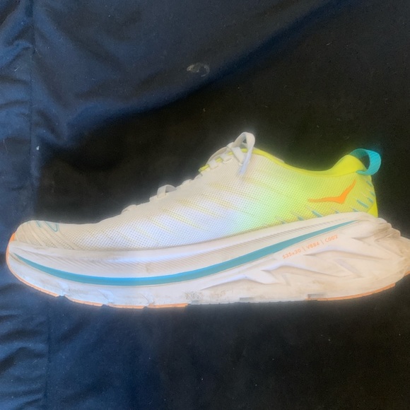 Hoka Bondi X white and bright green,orange accents, Men’s 9.5D or woman’s 11 - Picture 3 of 5